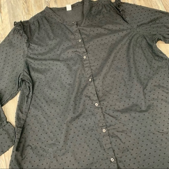 Old Navy Black Swiss Dot Ruffle Sleeve Blouse Size XXL Tall - Picture 6 of 11